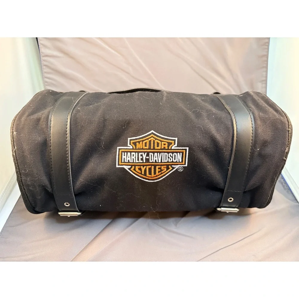 Harley-Davidson Canvas Motorcycle Roll-Up 8-Pocket Tool Travel Barrel Bag B-11